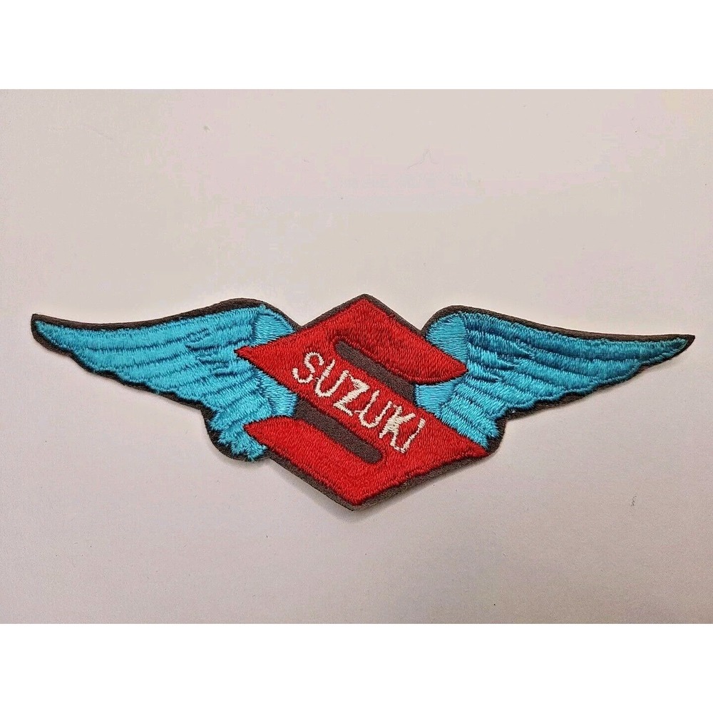 Vintage Suzuki Motorcycle Racing Blue Red Wings Logo Iron On Embroidered Patch